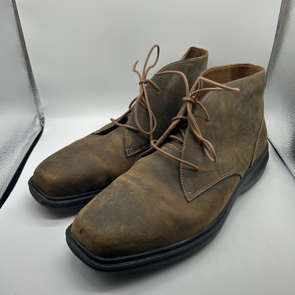 Dr. Comfort Ruk Chukka Boots Men's Size 11.5 W Brown Leather Lace Up Square Toe